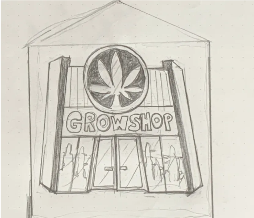 Marijuana Bowl Growshop Sketch